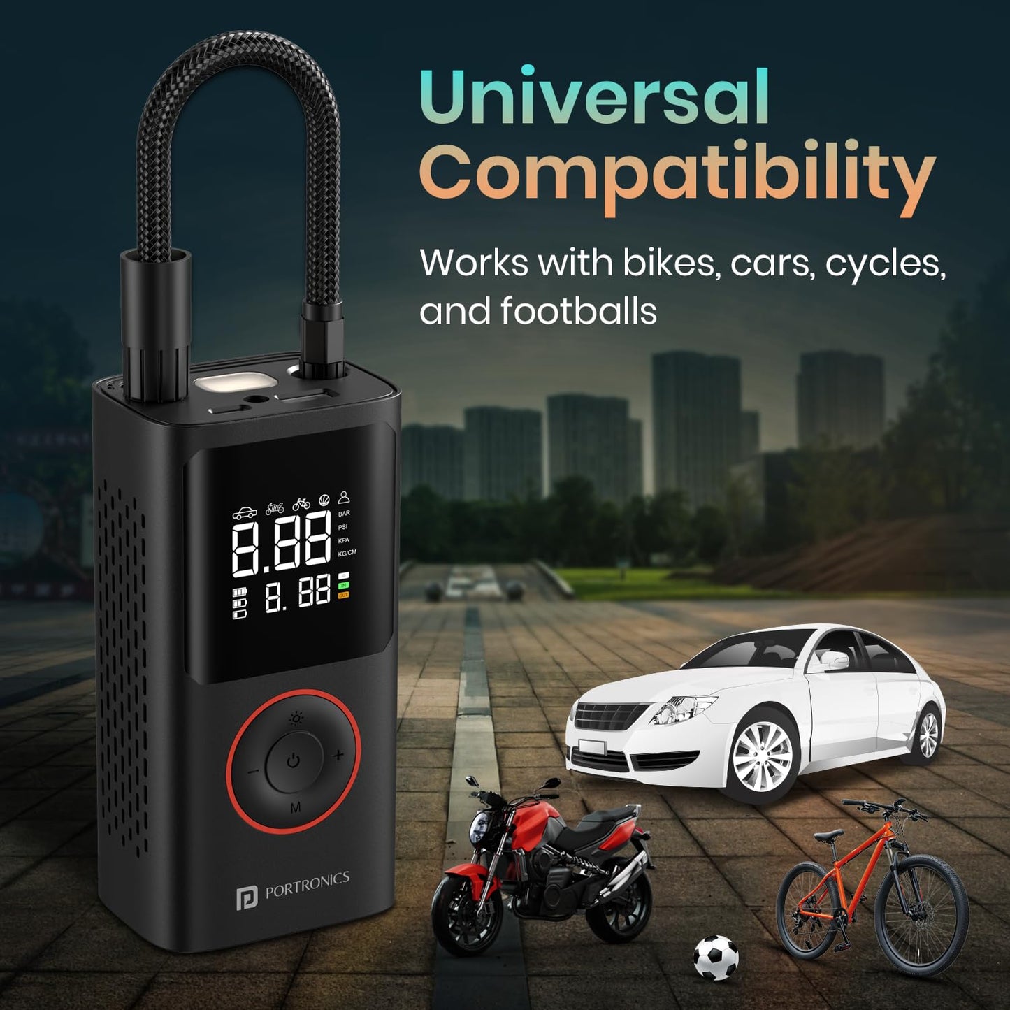 Portronics Vayu: The Ultimate 2-in-1 Tyre Inflator for Home and On-the-Go Use